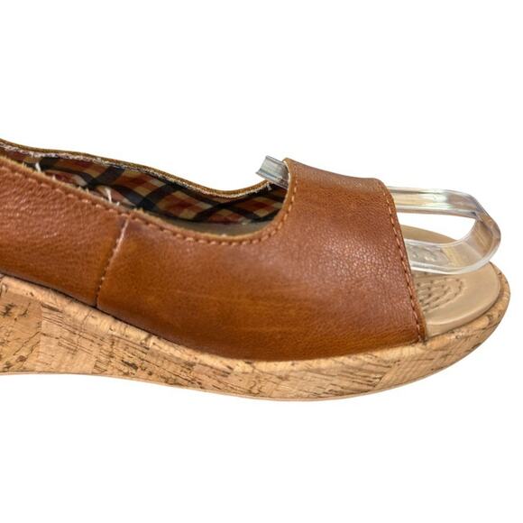 Crocs A-Leigh Leather Brown Cork Wedge Slingback Open Toe Sandals Shoes sz 7 - Picture 2 of 16